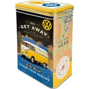 Nostalgic Art 17.5cm/1.3L Clip Top Tin Container Storage VW Bulli Let's get Away