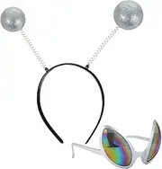 [BESPORTBLE] Party Glasses Customer Halloween Glasses Man Joke Funny Glasses Silver Alien Headband Masquerade Alien Headband Alien Glasses Martian Glasses for Prom Men Plastic Green