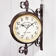 Large Outdoor Wall Clock Rotation Double Sided Train Station Clock for The Garden Wall Mounted Silent Quartz Clock Outside Clock - Double Sided Wall Clock