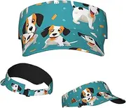 [RLDOBOFE] Sun Visor Hat Adjustable Empty Top Baseball Cap Cartoon Dog Sun Hats for Women Men Sunscreen Visor Caps Summer Beach Sports Hats Black, Black, One Size, Black, One Size