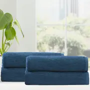 4pc Renee Taylor Cobblestone Bath Sheet/Towel 160cm Cotton Ribbed 650 GSM Ink
