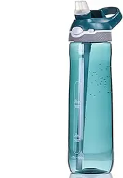 25oz/750ml Water Bottle with Tritan， BPA-Free Drink Bottle – Leak-Proof Cup， Straw Top with Lock - Fitness Sports Water Bottle, Suitable for Schools, Sports, Camps, Picnics&More (Green)