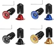 uxcell 4Pair Bike Handlebar End Plugs Aluminum Bar End Caps 16-21mm Adjustment Expanding Locking with Tool for MTB Road BMX Fixed Gear Bike, Red, Blue, Black, Gold