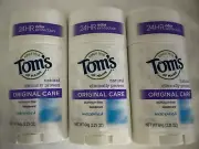 3 Tom's of Maine Original Care Deodorant, Natural Deodorant, Unscented, NOS 2014