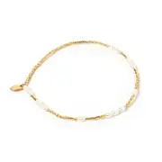 Poppy Pearl & Glass Beaded Anklet - Gold