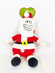 Fun Holiday Santa Dog Toy to Tug Toss and Fetch Interactive Squeaker Pet Toy New