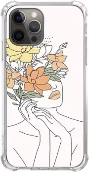 NEW‼ Abstract Women w/ Flowers Line Art iPhone 12 Pro Max Case TPU Bumper Cover