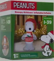 Christmas Gemmy Peanuts 5 ft Light Up Snoopy Holding Bowl Airblown Inflatable