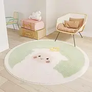 Cartoon Animal Round Rug Baby Rug Circle Carpet For Kids Room Round Fluffy Rug For Bedroom Shaggy Circular Rug Non-slip Rug For Nursery Room (Color : J, Size : 100cm)