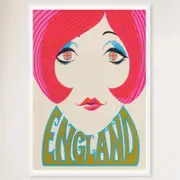 Galrie England Groovy Girl Vintage Poster - Retro 1960s Art for Home Decor, White Frame, A1 60 x 84cm (23 x 33inch)