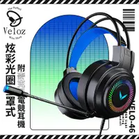 在飛比找PChome24h購物優惠-Veloz-炫彩光圈全罩式附麥克風電競耳機(Velo-46)