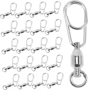 KICHOUSE Sturdy Fishing Swivel Connectors Small Lure Clips for Outdoor Lock Ring