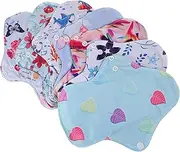 TOVINANNA 7 Pack Reusable Menstrual Pads Washable Cloth Pads for Women Leakproof Sanitary Pads Set Easy Open Buttons for Comfortable Use