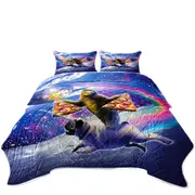 Cool Funny Space Pizza Sloth Riding Pug Dog Coverlet