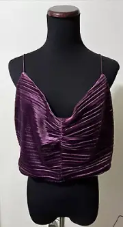 Wild Fable Crop Top Womens XXL Purple Velour Spaghetti Strap Bandeau Style