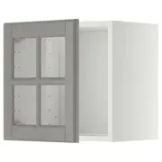 METOD wall cabinet with glass door, white/Bodbyn grey, 40x37x40 cm