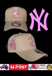 NY NEW YORK YANKEES MBL NEW ERA 9FORTY TAN & WHITE SNAPBACK CAP HAT LA NBA