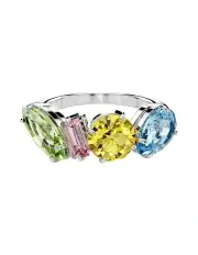 [Swarovski] Gema Cocktail Ring Mixed Cuts Rhodium Plated in Multi