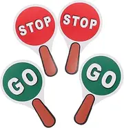 KITANDOVE 2 Set Double Sided Stop Sign for Red Green Light Handheld Traffic Sign PVC Material for Teaching Traffic Safety Outdoors