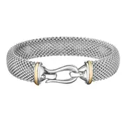 18k Yellow Gold And Sterling Silver Popcorn Cuff Bangle Bracelet