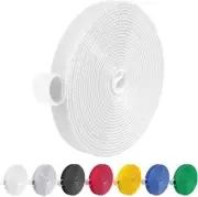 White 32FT Reusable Fastening Tape Cable Ties Double-Sided Hook-And-Loop Cable