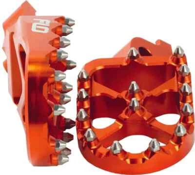 Flo Pro Series Footpegs Driver Foot Pegs Pair Orange Husqvarna TC125 14-15