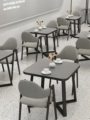 【量大優惠】網紅快餐桌椅組合一桌四椅長方形早餐小吃店食堂簡約桌子餐飲商用