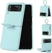 [Nexue] for Samsung Galaxy Z Flip 4 Silky Liqiud Silicone Case Slim Full-Body Protective Shockproof Ring Holder Cover with Microfiber Lining Compatible with Galaxy Z Flip 4,Light Cyan