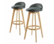 La Bella 2 Set 72cm Grey Wooden Bar Stool Leila Fabric