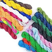 AUEAR, 20 Colors 1mm Satin Nylon Trim Cord Chinese Knotting Cord Nylon Macrame Thread Rattail Silk Cord Beading String for Necklace Bracelet Jewelry Making