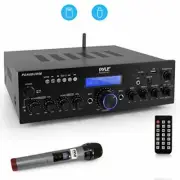 Pyle 200W Wireless Microphone Dual Channel Power Amplifier Bundle