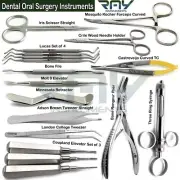 Dental Oral Surgery Kit Elevators Lucas Bone Curettes Castroviejo Forceps