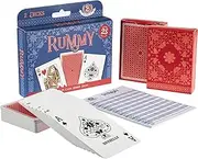 Rummy Card Game Kit - Classic Family Melding Game for 2-6 Players - Two Plastic-Coated Poker-Size, Standard Index Decks of 54 Cards + 25 Tear-Away Score Pads + Full Instructions for Gin Rummy