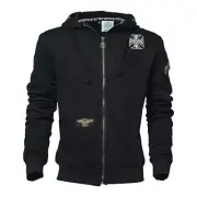 Sweatshirt With Cap & Zip Wcc Cross Panel Black, 3XL