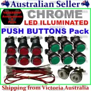 14x Chrome LED Illuminated BUTTONS & LED Harness Pack ARCADE / MAME