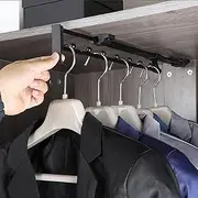 Pull-Out Wardrobe Rod, Built-in Wardrobe Top-Mounted Retractable Hanging Rack, Steel Sliding Storage Rack for Wardrobes Interesting