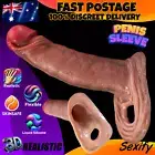 Realistic Penis Sleeve Extender Delay Cock Extension Ring Girth Couples Sex Toy