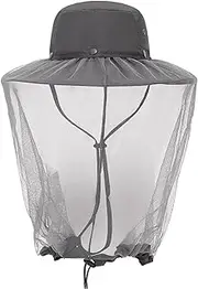 Mosquito Head Net Sun Hat, Gray, Gray, L, Gray, Large