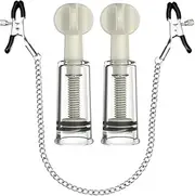 Nipple Suckers and Nipple Clamps Clips Stainless Steel Non Piercing Nipple Rings Decorative Clip for Women Adjustable Pressure Breast Clamps for Adult Pleasure Toys (Black)
