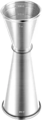 Jigger for Bartending, Briout Double Cocktail 1 oz x 2 oz, Frosted Silver