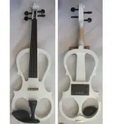 4/4 electric violin case bridge string cable rosin ebony pegs headphone WHITE