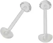 [BodyJewelryOnline] Set of 2 Clear Flexi Tongue Ring Retainer Body Piercing with No-ceum Half Ball 14 Gauge 5/8"