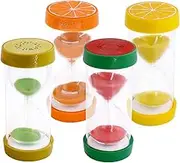 Glarks 4 Colors Fruit Style Hourglass Sand Timer Clock 5mins / 10mins / 15mins / 30mins Sandglass Timer for Kids, Classroom, Kitchen, Games, Brushing Timer, Home Office Decoration Timers