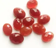 12x16mm-13x18mm Carnelian Orange Rose Cut Chalcedony, 5 Pcs Oval Flat Back