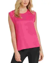 DKNY Women's Satin Flutter Sleeves Top Pink Size Large