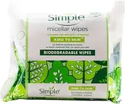 Simple Kind To Skin Biodegradable Wipes, Micellar Face Wipes, 40 Pack
