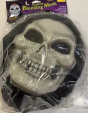 New Grim Reaper mask scary ghoul bleeding skull mask hood still in package