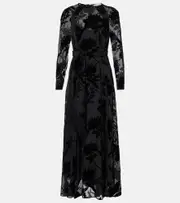 [Zimmermann] Zimmermann Burnout Sheath floral velvet maxi dress AU 12 black