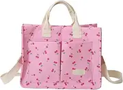 [mcuvaec] Cherry Tote Bag for Women Canvas Patched Purse Cute Shoulder Bag Multi-Pocket Satchel Handbag for work travel