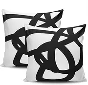 KELEMO Home Set of 2 Pillow Case Black White Abstract Art Modern Throw Pillow Covers Cushion Decorative Pillowcase European 26 x 26 Inches